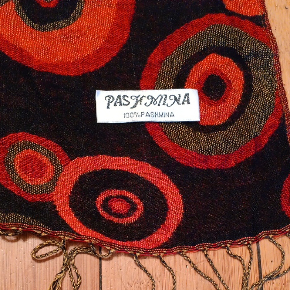 Pashmina Scarf with Red and Black Circles